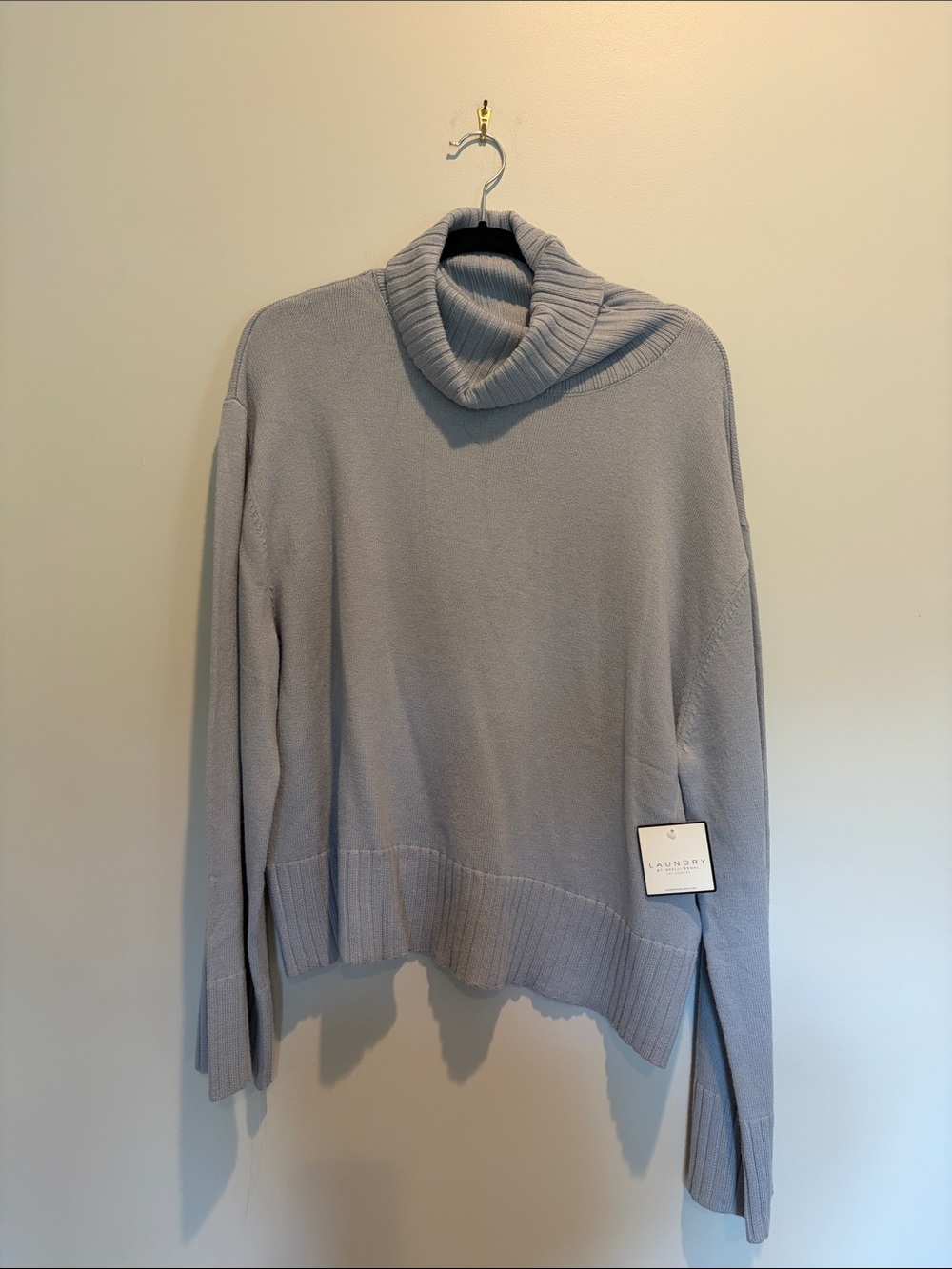 Laundry By Shelli Segal Pale Gray Cowl Neck Sweater
